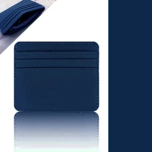 Étui pour carte d'identité en cuir PU - Porte-cartes mince à plusieurs fentes pour cartes bancaires/de crédit